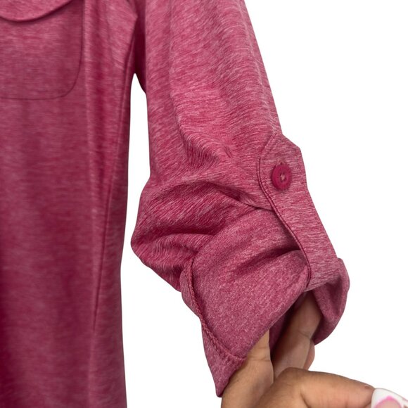 Eddie Bauer Women XS Pink Heather Button-Up Long-Sleeve Shirt Dual Chest Pockets - Picture 10 of 16